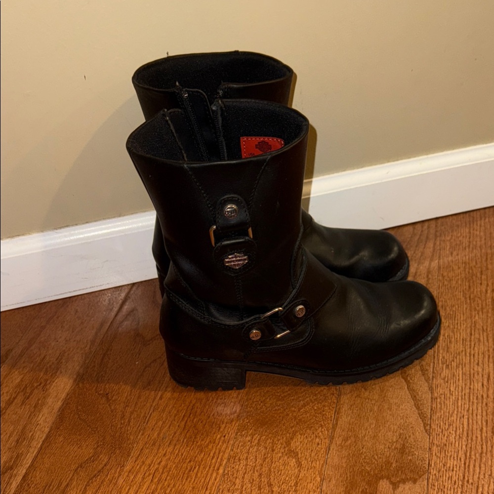 Harley-Davidson Black Leather Combat Boots